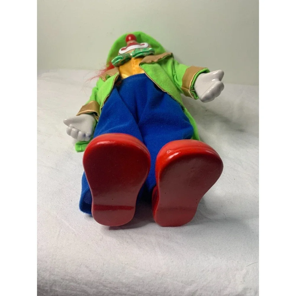 Vintage Porcelain Head Hands Feet Clown Blue Overall Pants Stuffed Body 13'' - Picture 9 of 9